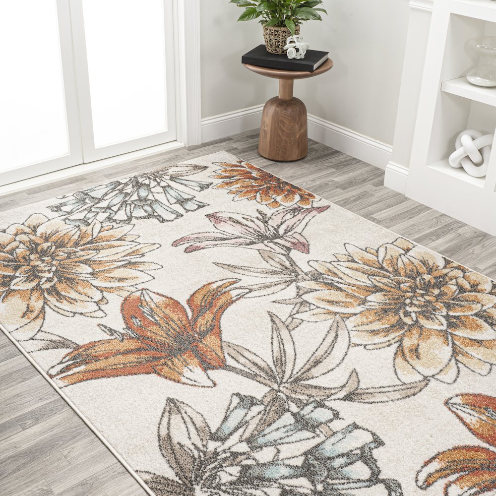 Giglio Modern Botanical Flower Area Rug. Picture 3