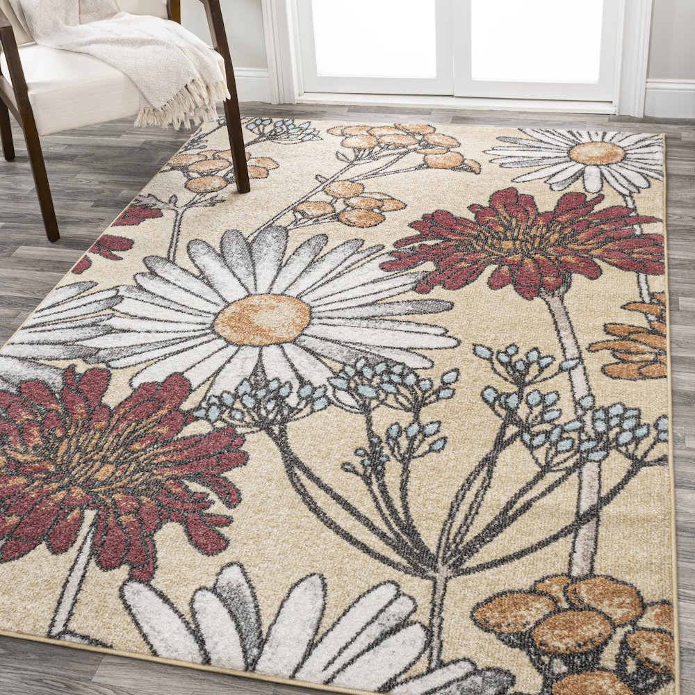 Dizi Modern Botanical Wildflower Area Rug. Picture 2