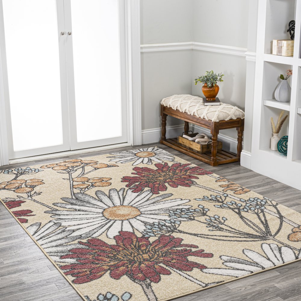 Dizi Modern Botanical Wildflower Area Rug. Picture 5