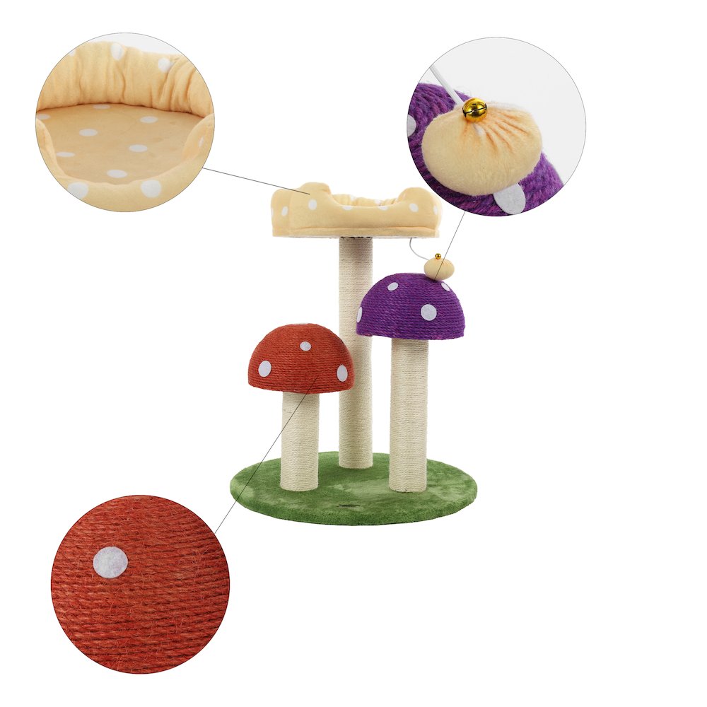 Pixie 3-Tier Cottage Sisal Mushroom Cat Tree With Scratching Posts. Picture 6