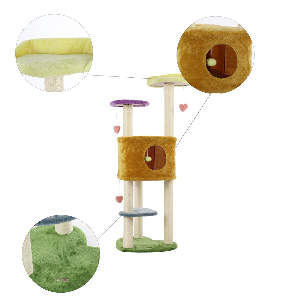 Aisling 4-Tier Modern Sisal Heart Cat Tree With Scratching Posts. Picture 5