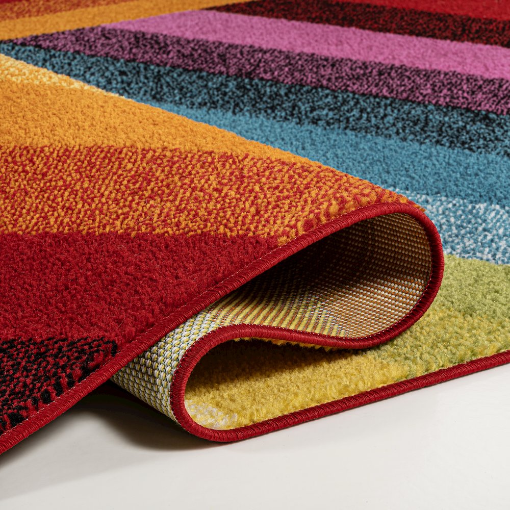Retro Rainbow Contemporary Stripe Area Rug. Picture 7