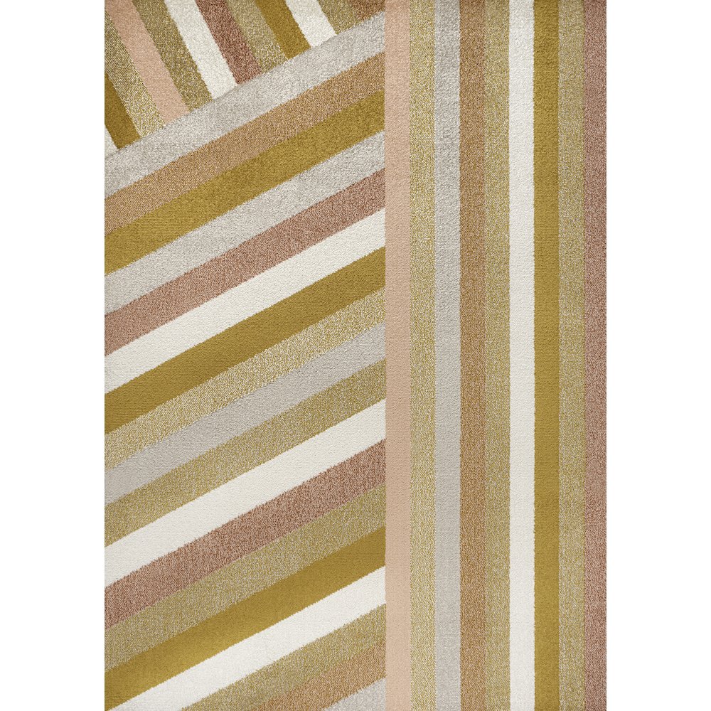 Retro Rainbow Contemporary Stripe Red/Gold/Cream 3 ft. x 5 ft. Area Rug. Picture 1