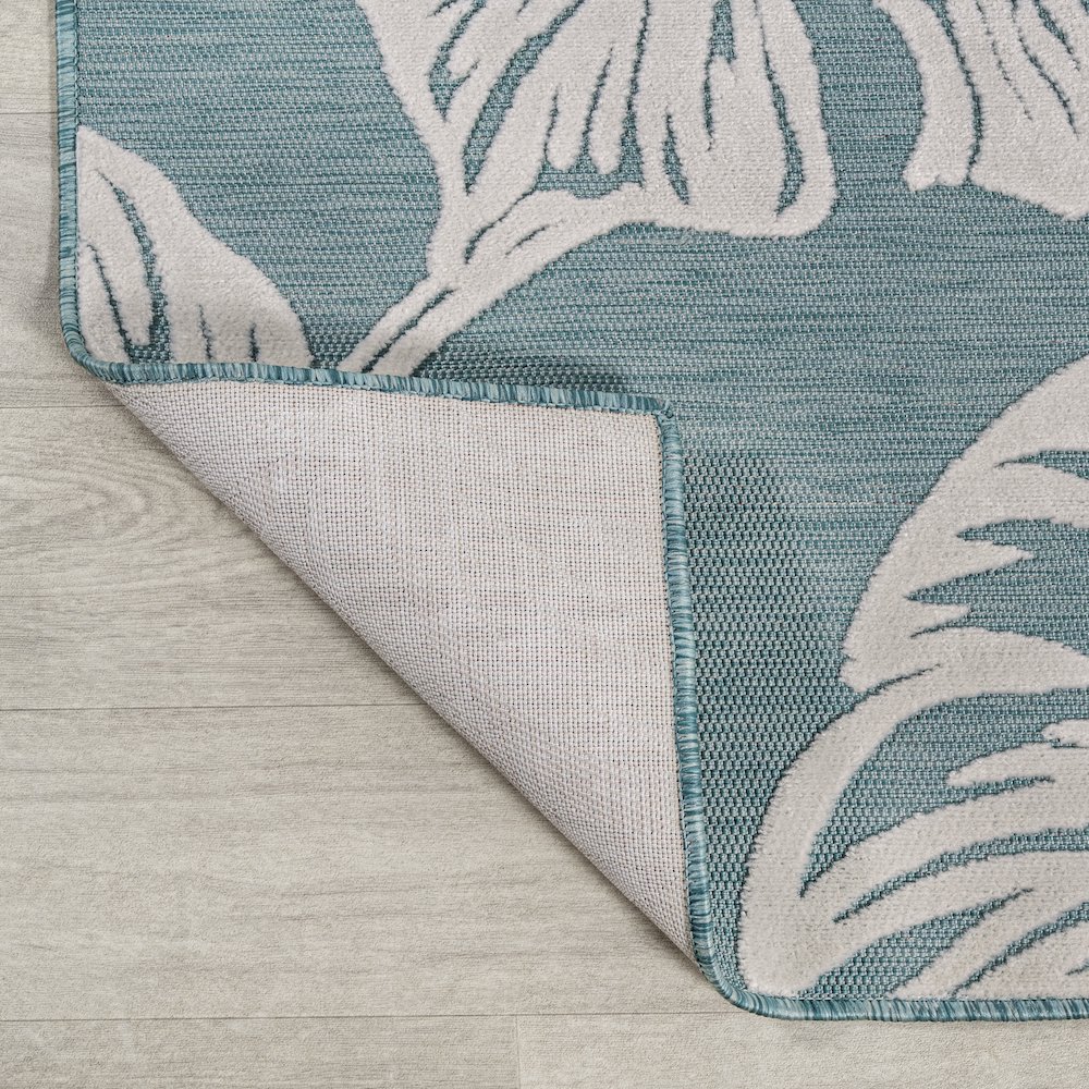 Tobago High-Low Two Tone Monstera Leaf Area Rug. Picture 6