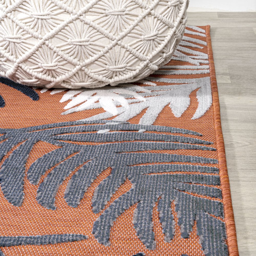 Montego High-Low Tropical Palm Area Rug. Picture 8