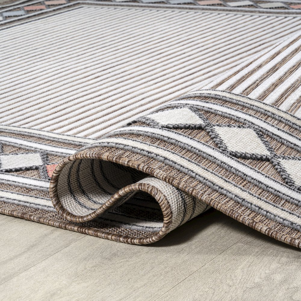 Sebastian High-Low Modern Diamond Border Area Rug. Picture 9