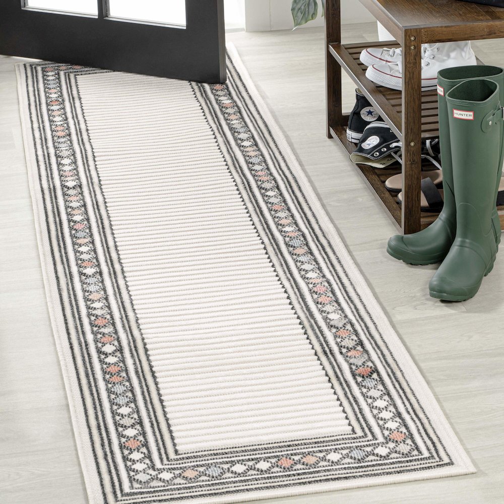 Sebastian High-Low Modern Diamond Border Area Rug. Picture 2
