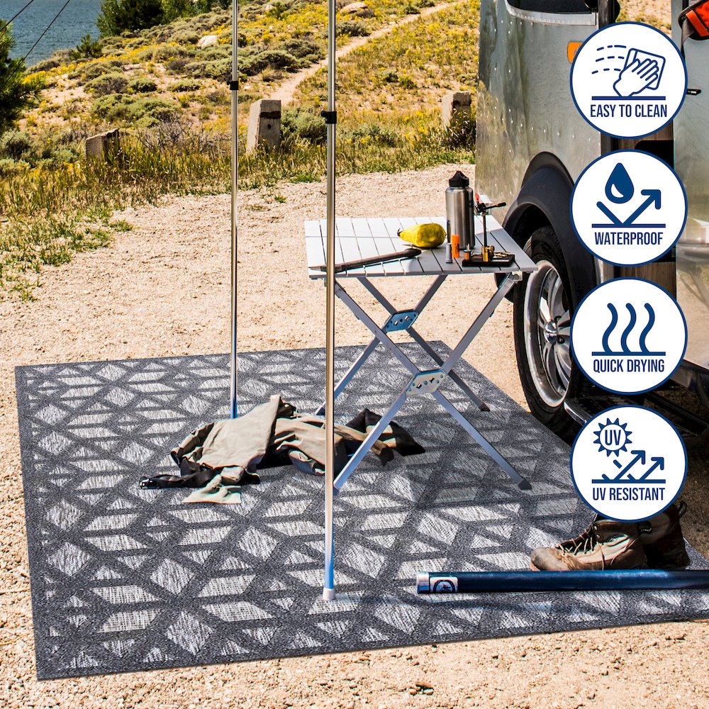 Talaia Neutral Geometric Indoor/Outdoor Area Rug. Picture 10