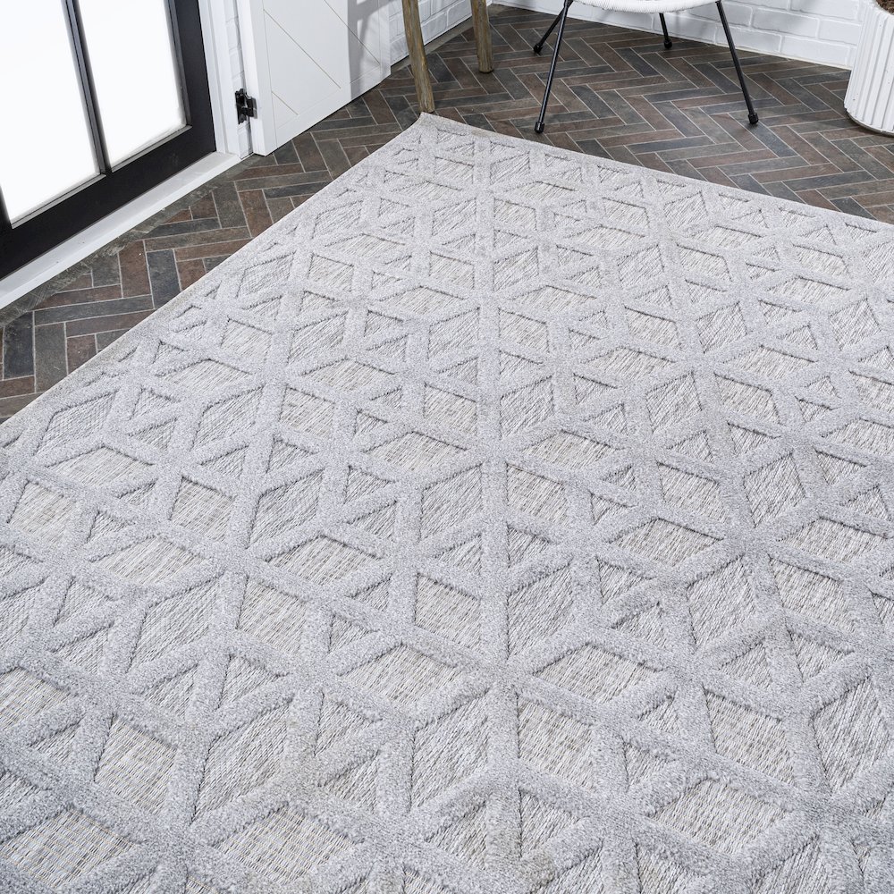 Talaia Neutral Geometric Indoor/Outdoor Area Rug. Picture 8