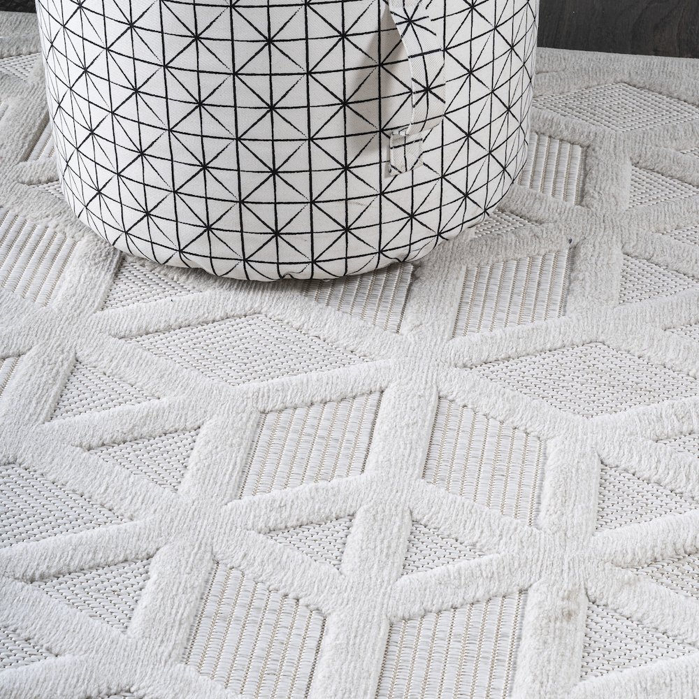 Talaia Neutral Geometric Indoor/Outdoor Area Rug. Picture 12