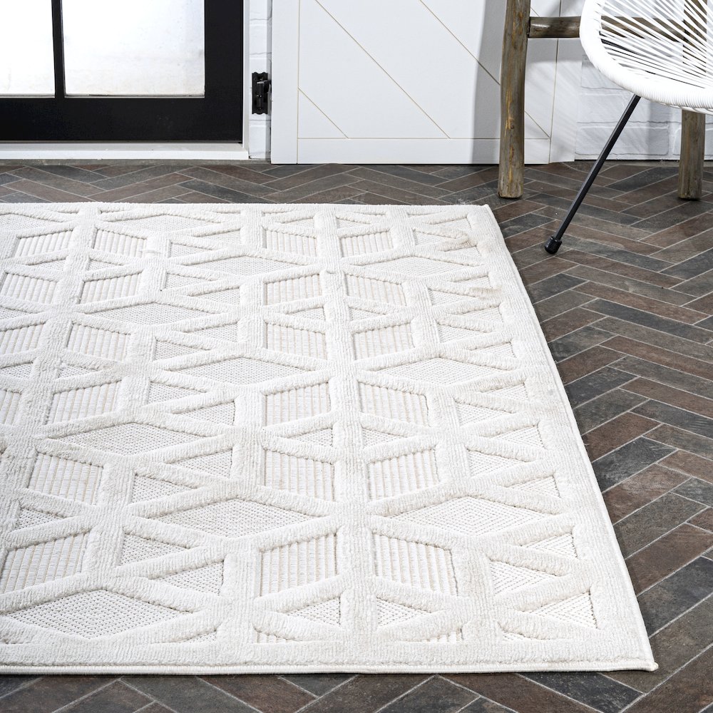 Talaia Neutral Geometric Indoor/Outdoor Area Rug. Picture 7