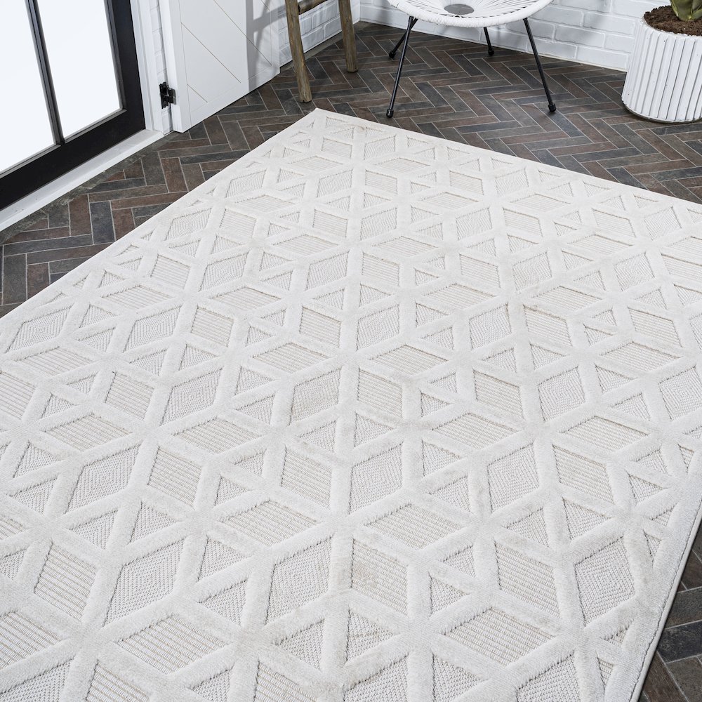 Talaia Neutral Geometric Indoor/Outdoor Area Rug. Picture 8