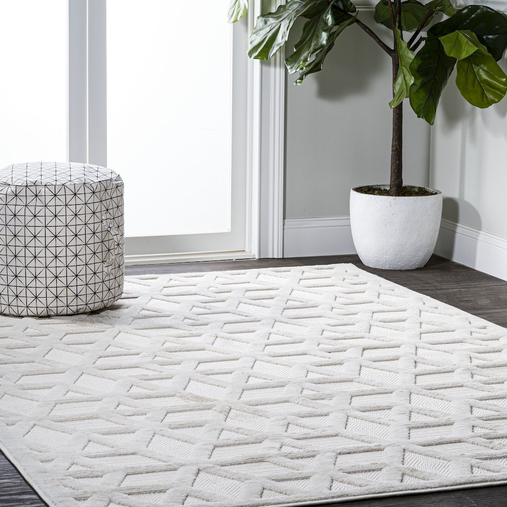 Talaia Neutral Geometric Indoor/Outdoor Area Rug. Picture 5