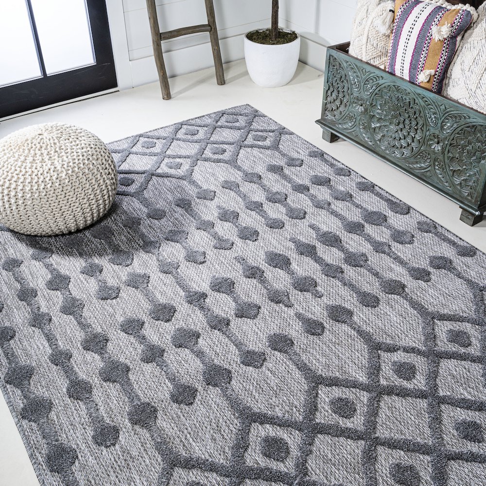 Peralta Moroccan Diamond Indoor/Outdoor Area Rug. Picture 4