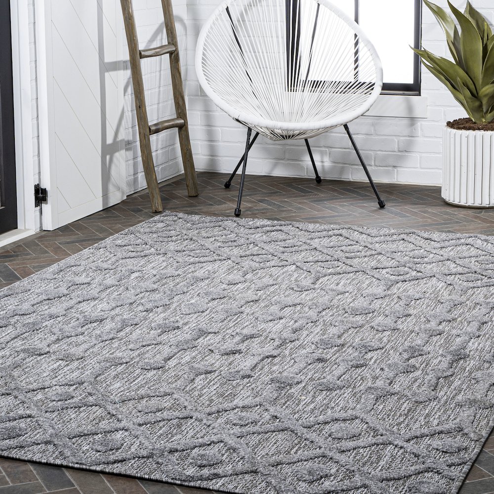 Peralta Moroccan Diamond Indoor/Outdoor Area Rug. Picture 9