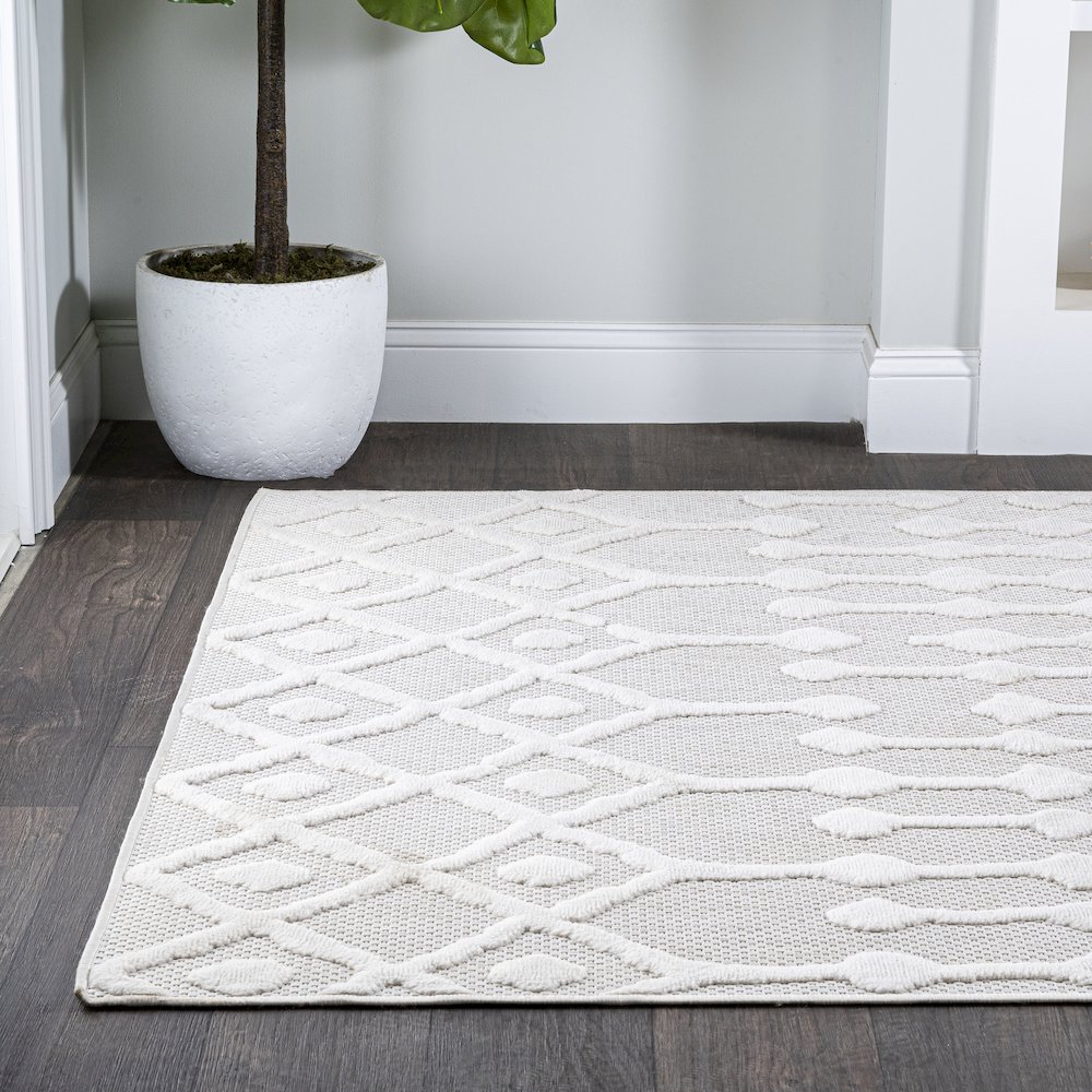 Peralta Moroccan Diamond Indoor/Outdoor Area Rug. Picture 3