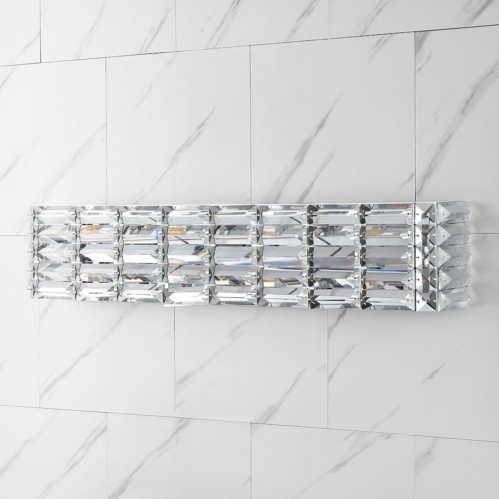 Evelyn Crystal Rectangle Ironcrystal Glam Modern Led Vanity Light. Picture 8