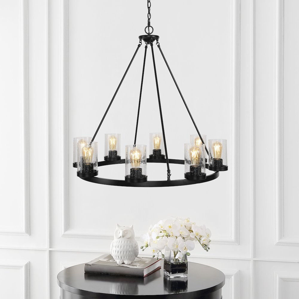Coronet Iron/Seeded Glass Rustic Farmhouse Led Chandelier. Picture 7