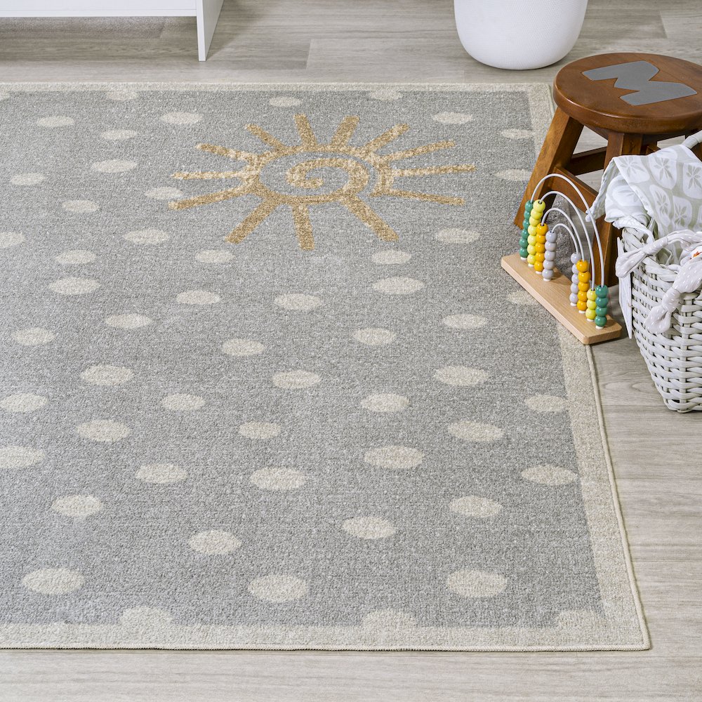Minha Rainbow Dot Modern Machine Washable Area Rug. Picture 3