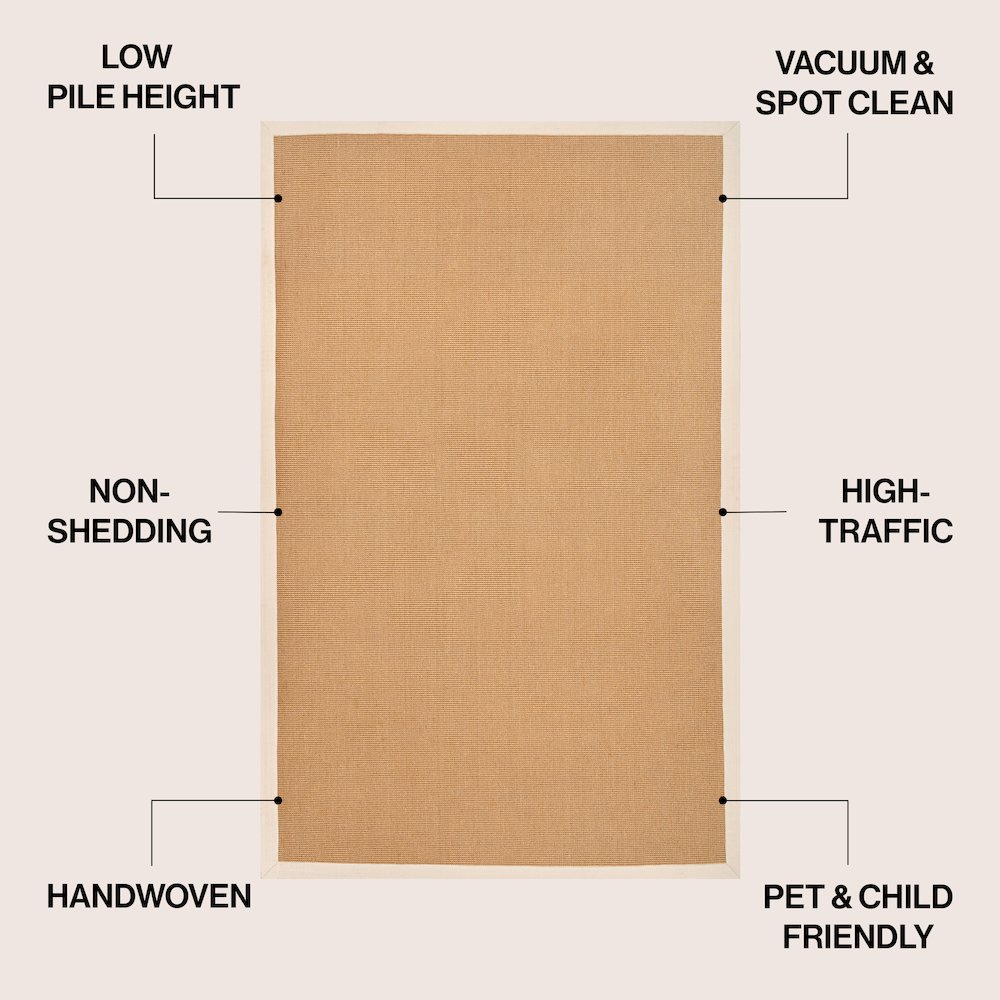 Camden Farmhouse Cottage Border Jute Natural/Beige 4 ft. x 6 ft. Area Rug. Picture 2