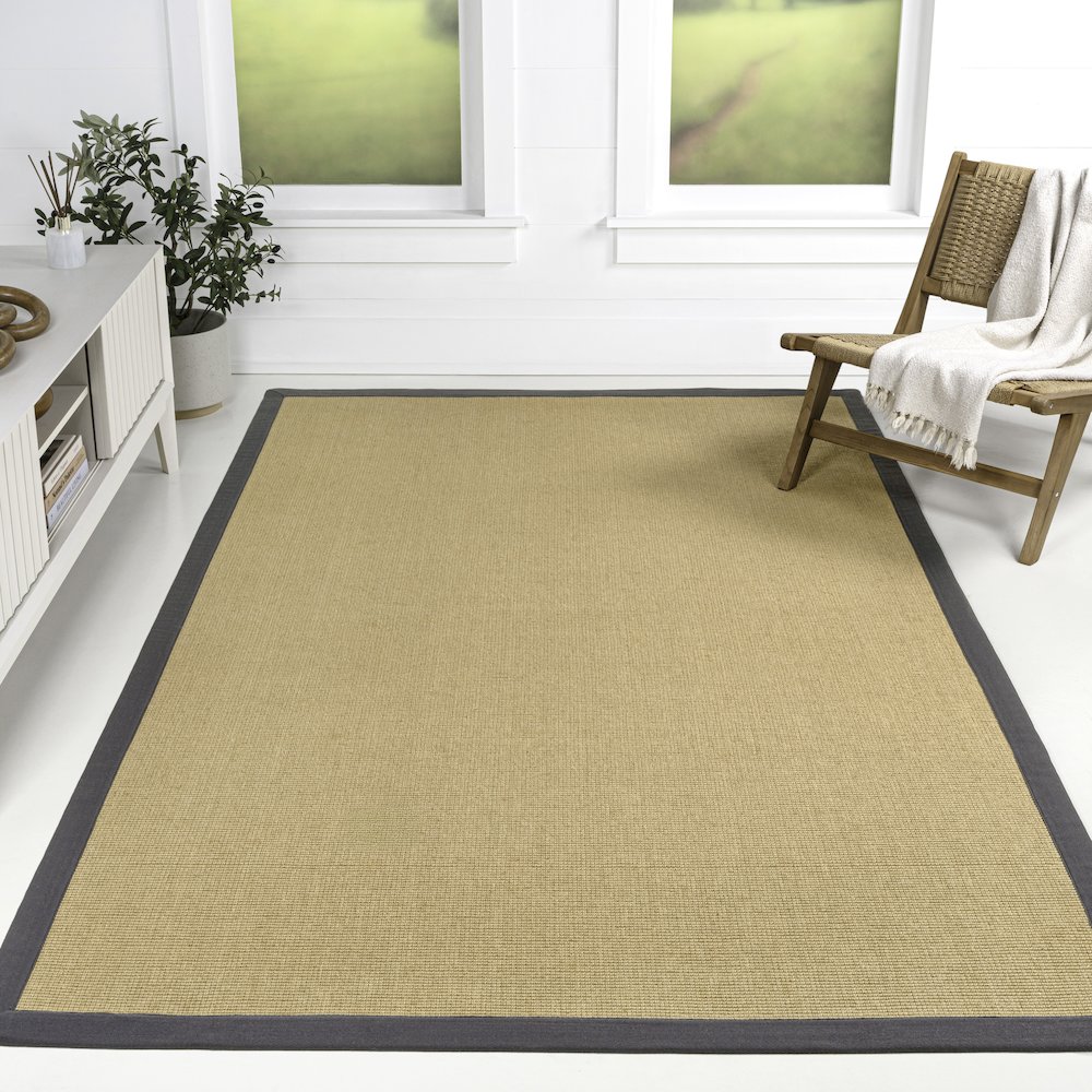 Camden Farmhouse Cottage Border Jute Natural/Dark Gray 4 ft. x 6 ft. Area Rug. Picture 5