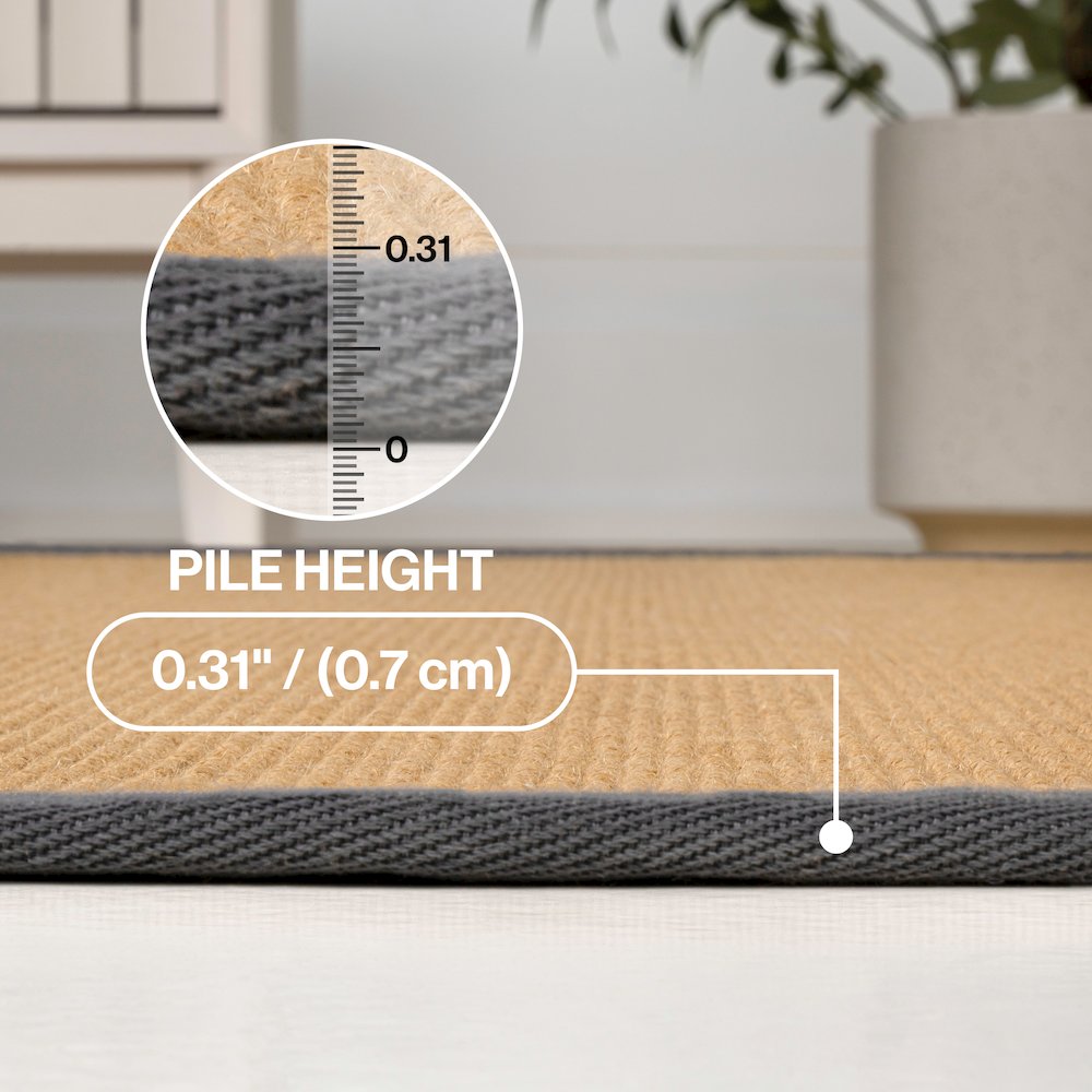 Camden Farmhouse Cottage Border Jute Natural/Dark Gray 3 ft. x 5 ft. Area Rug. Picture 3