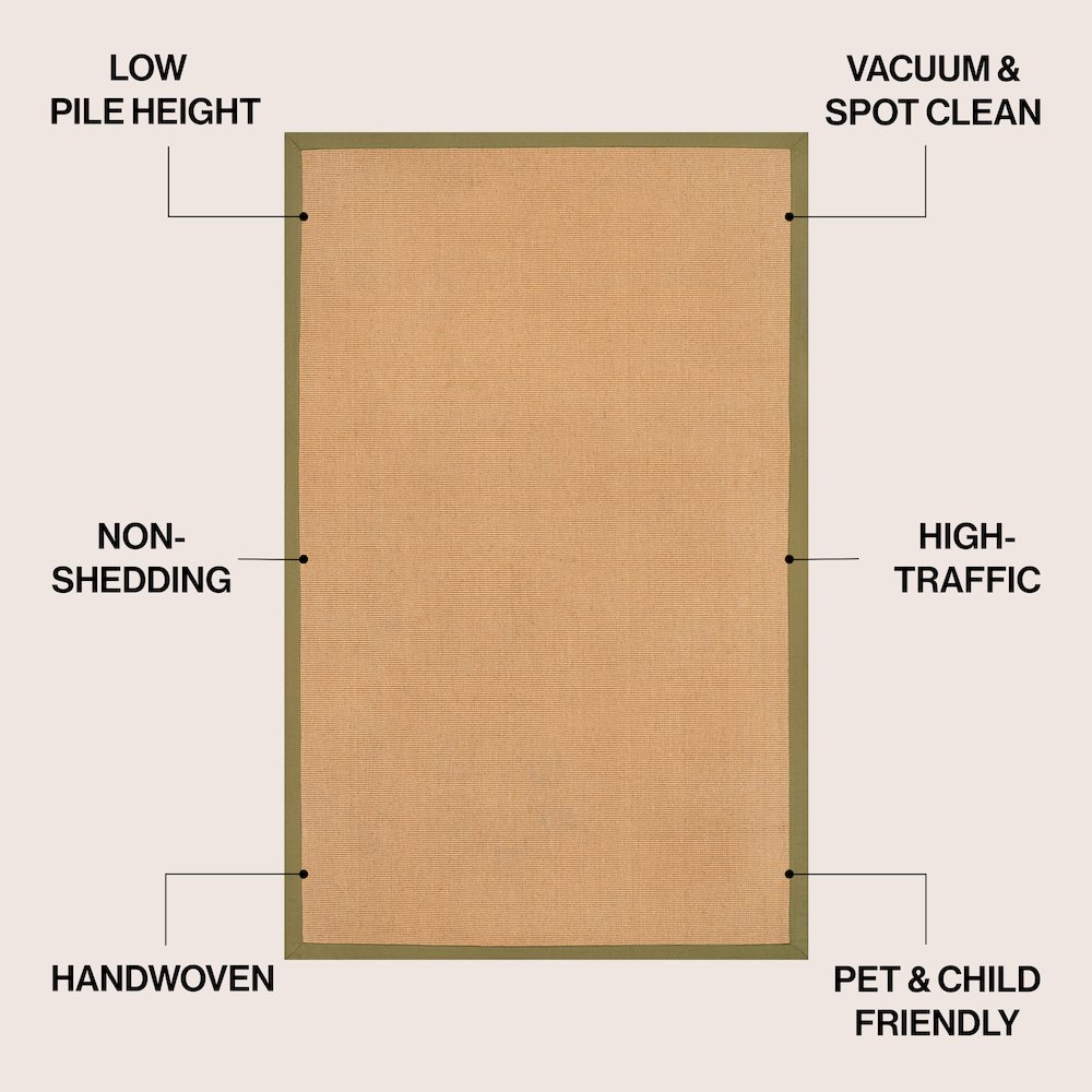 Camden Farmhouse Cottage Border Jute Natural/Olive 4 ft. x 6 ft. Area Rug. Picture 2