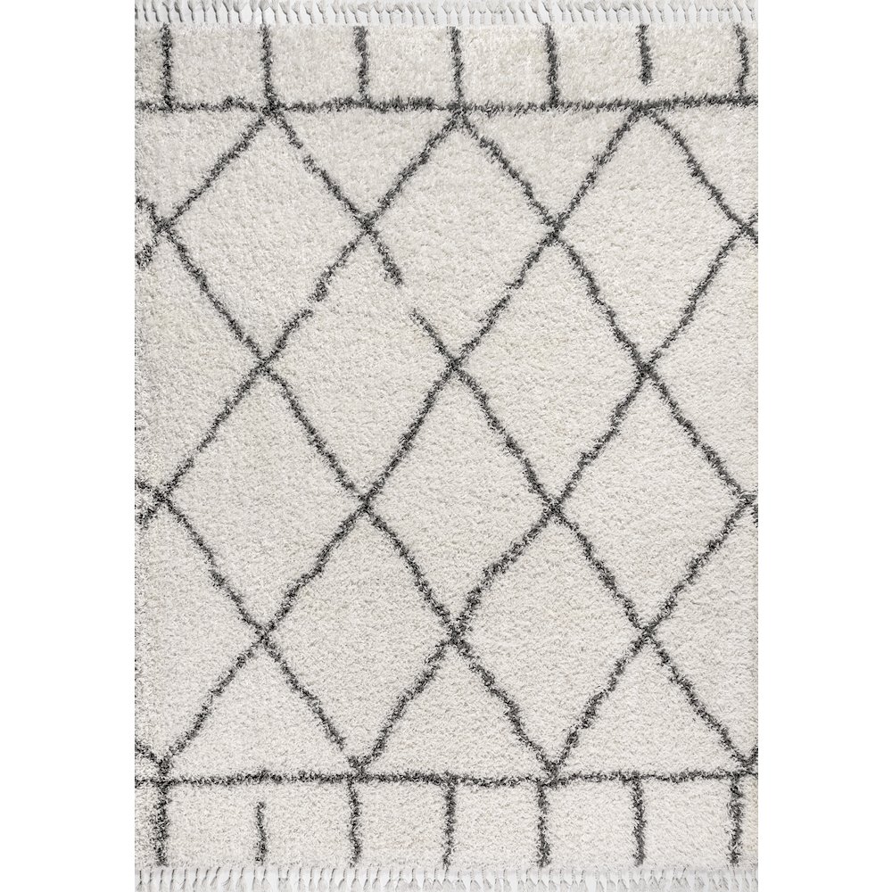 Mercer Shag Plush Tassel Moroccan Geometric Trellis Area Rug. Picture 1