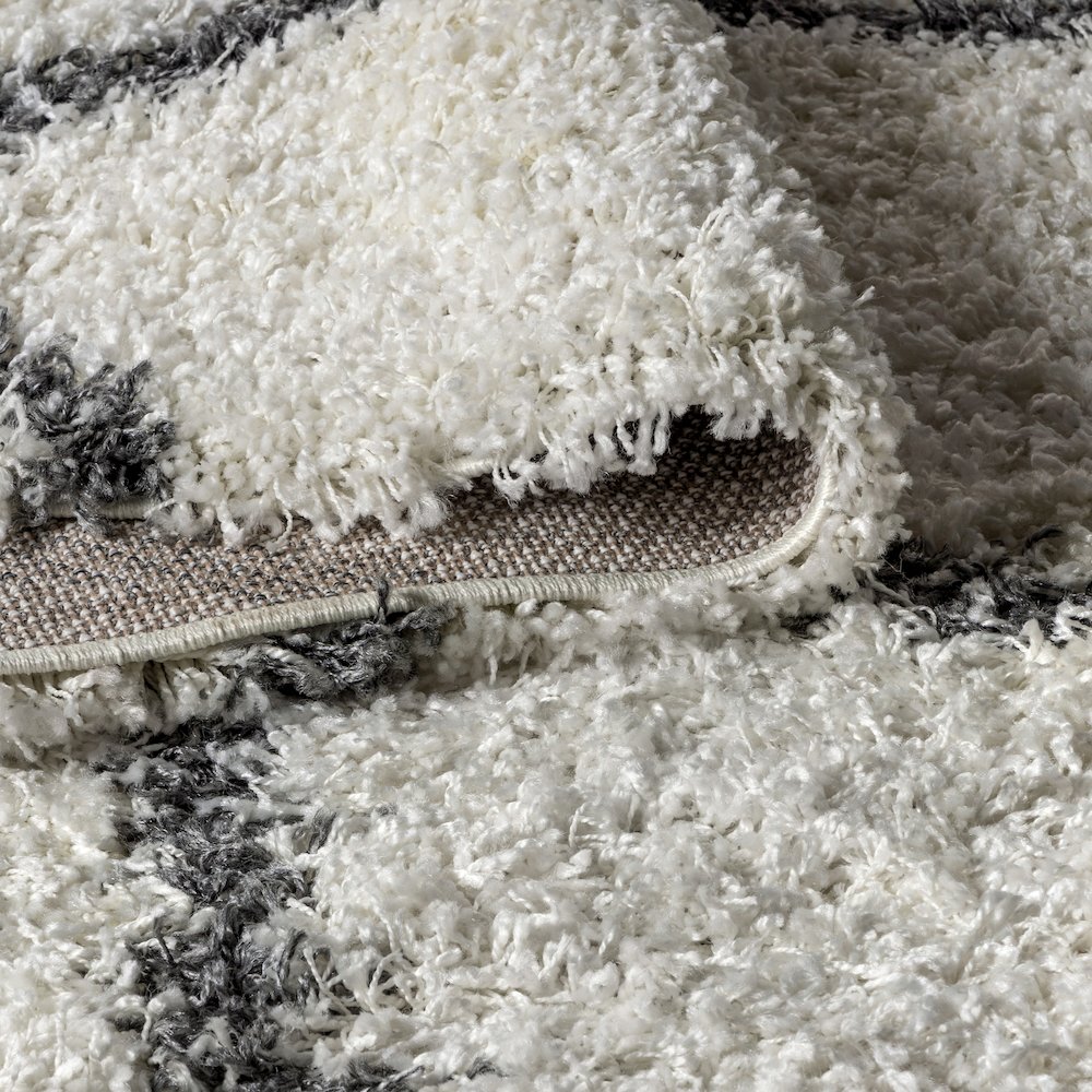 Gabrielle Mercer Shag Plush Tassel Moroccan Geometric Trellis Area Rug. Picture 7