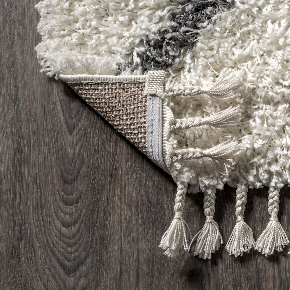 Mercer Shag Plush Tassel Moroccan Diamond Area Rug. Picture 4