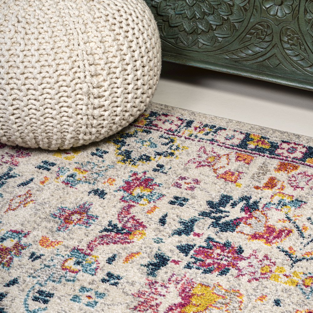 Alfombra Modern Persian Boho Floral Area Rug. Picture 8