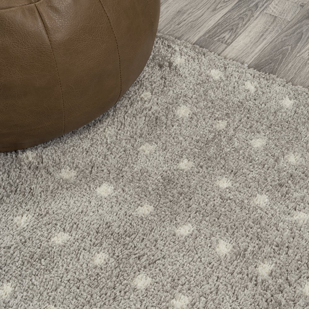 Pele Modern Geometric Dot Shag Runner Rug. Picture 1