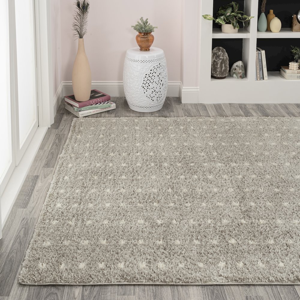 Pele Modern Geometric Dot Shag Area Rug. Picture 1
