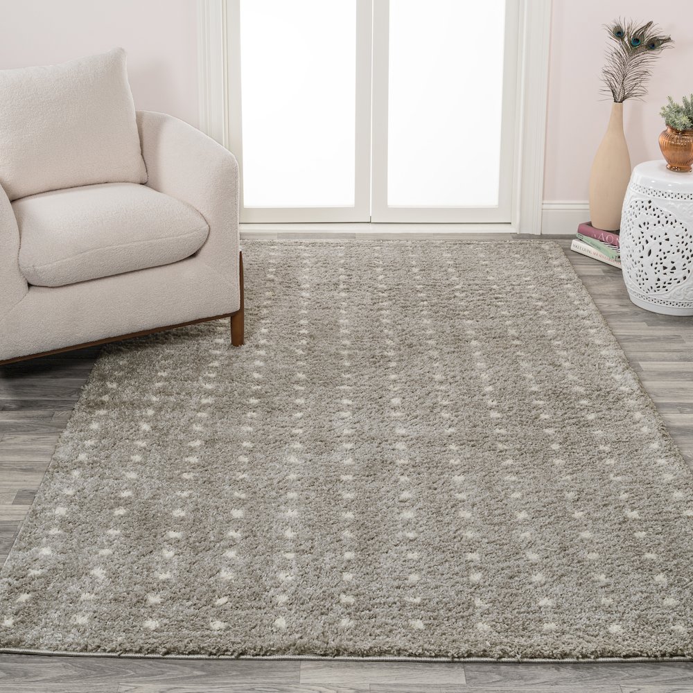 Pele Modern Geometric Dot Shag Area Rug. Picture 2