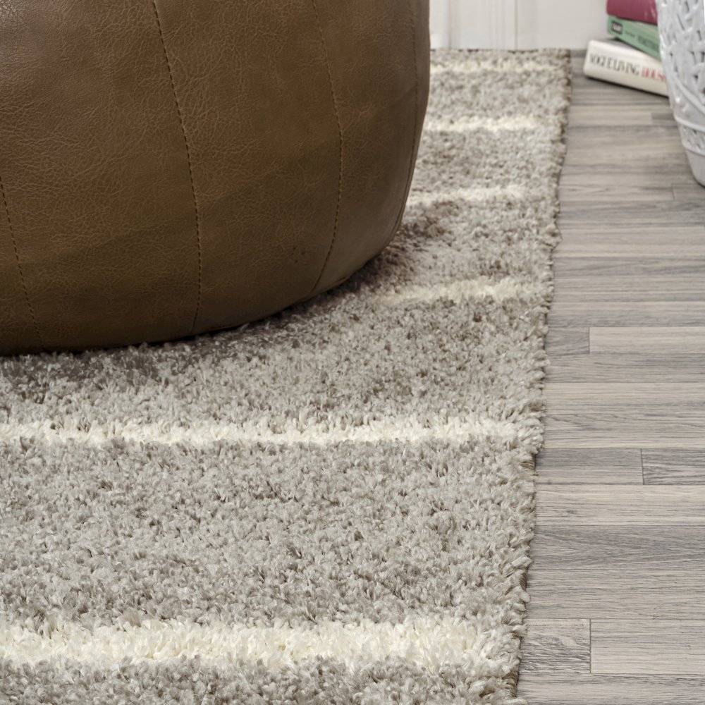 Alaro Berber Stripe Shag Runner Rug. Picture 2