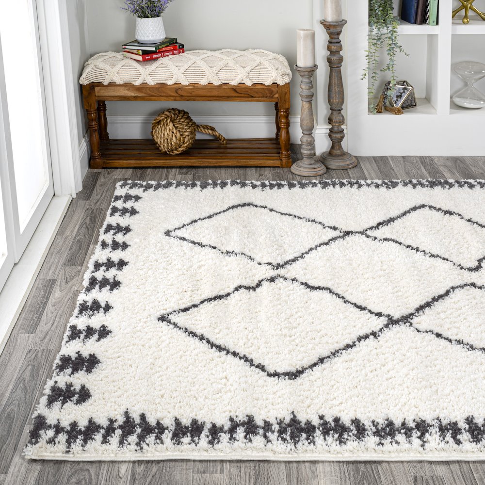 Calvia Moroccan Diamond Shag Area Rug. Picture 3