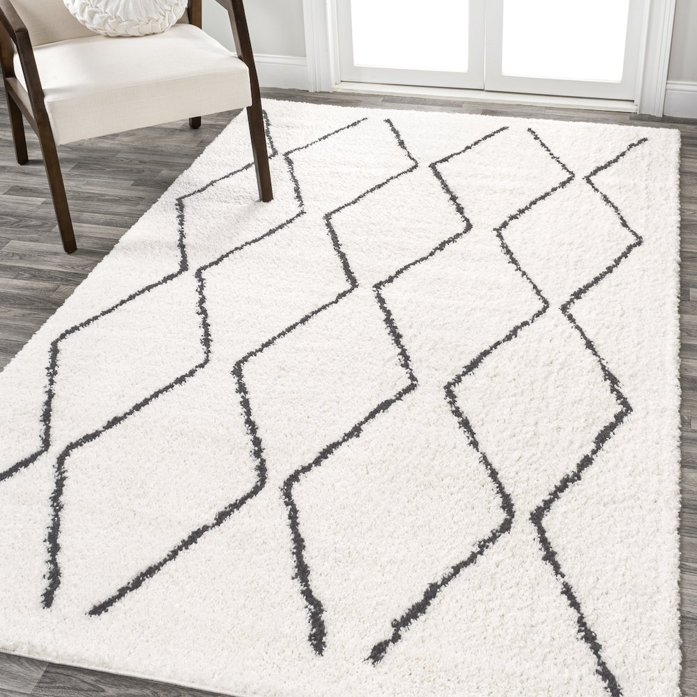 Catala Moroccan Diamond Shag Area Rug. Picture 2