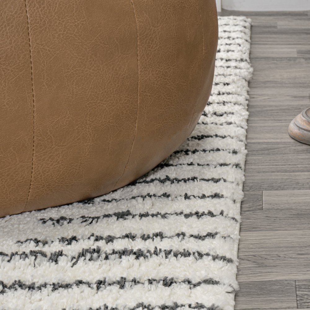Petra Abstract Stripe Geometric Shag Area Rug. Picture 5