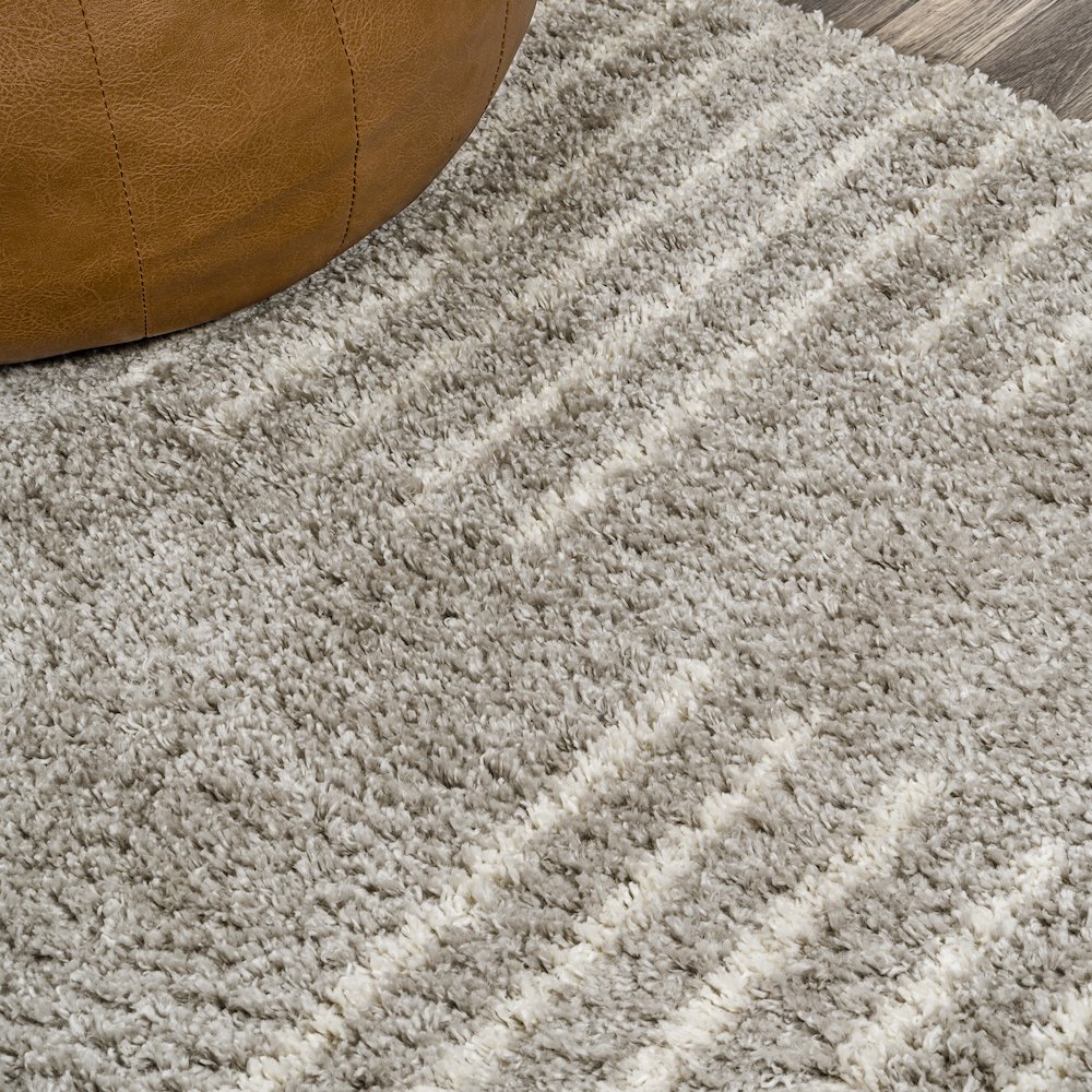 Petra Abstract Stripe Geometric Shag Runner Rug. Picture 1