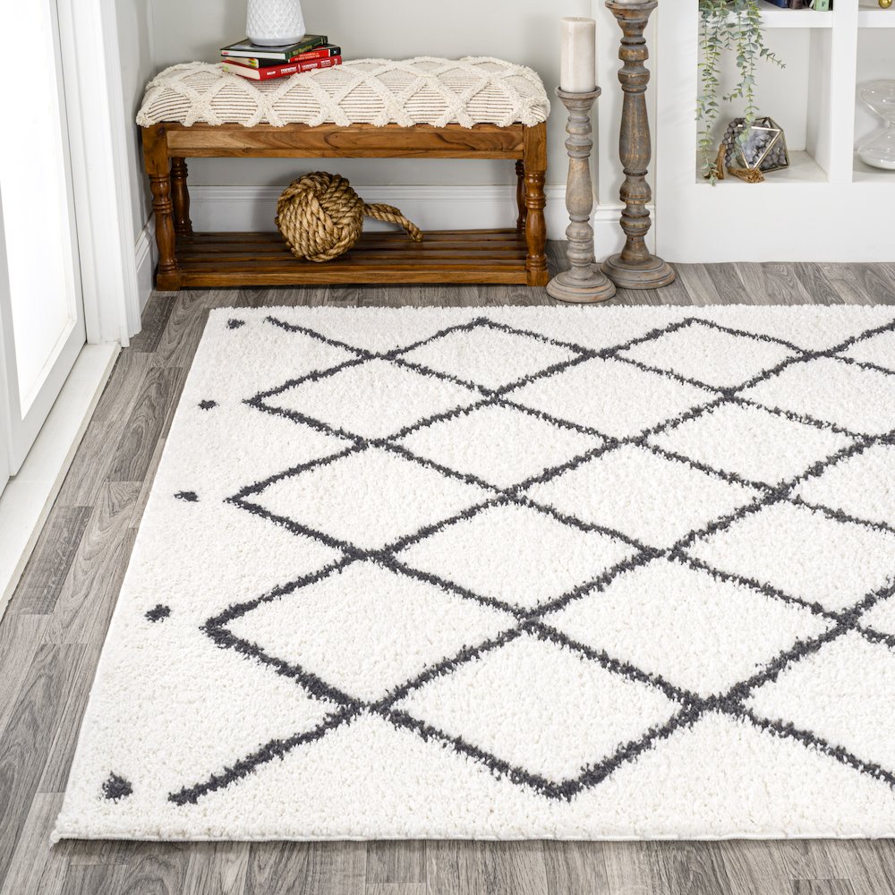 Cami Moroccan Style Diamond Shag Area Rug. Picture 3
