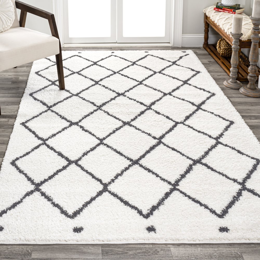 Cami Moroccan Style Diamond Shag Area Rug. Picture 4