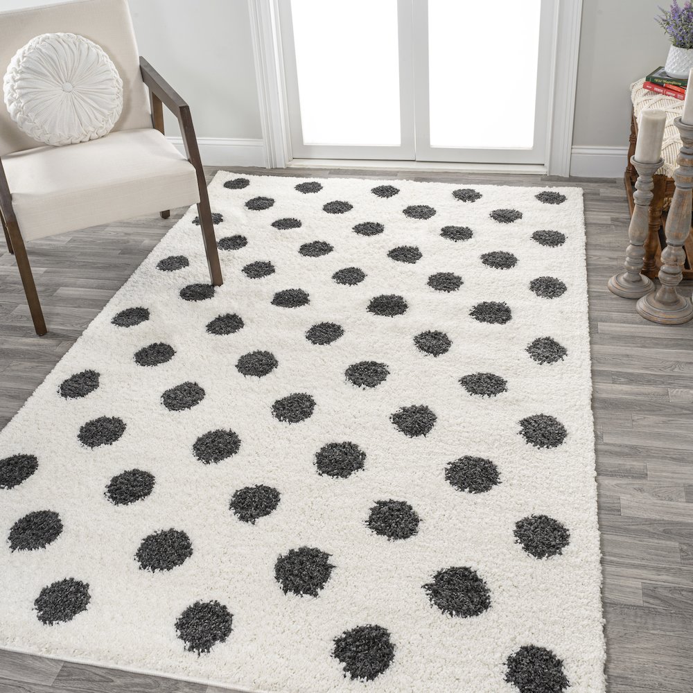 Pere Modern Charcoal Dot Shag Area Rug. Picture 2