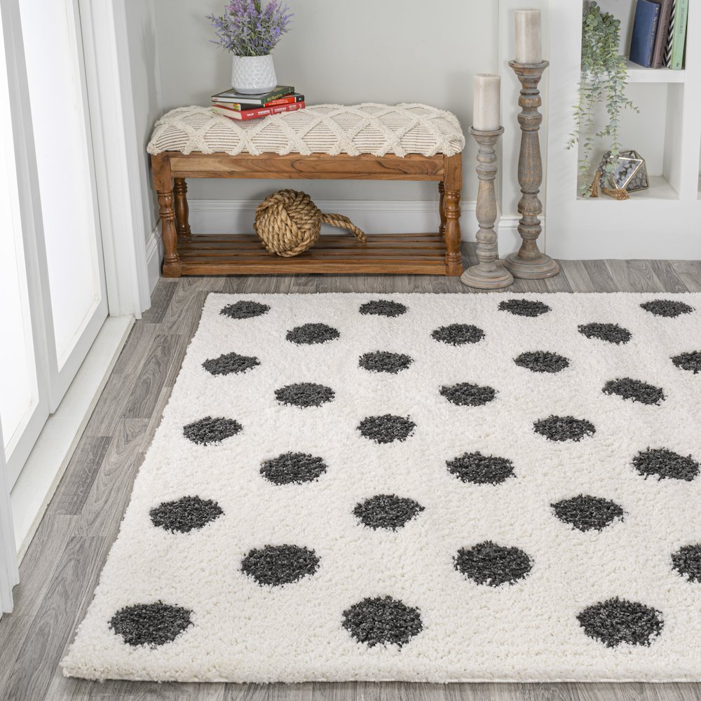 Pere Modern Charcoal Dot Shag Area Rug. Picture 3