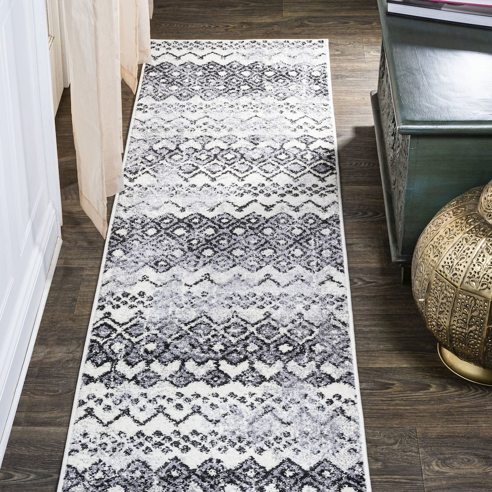 Azmar Moroccan Geometric Distressed Area Rug. Picture 2