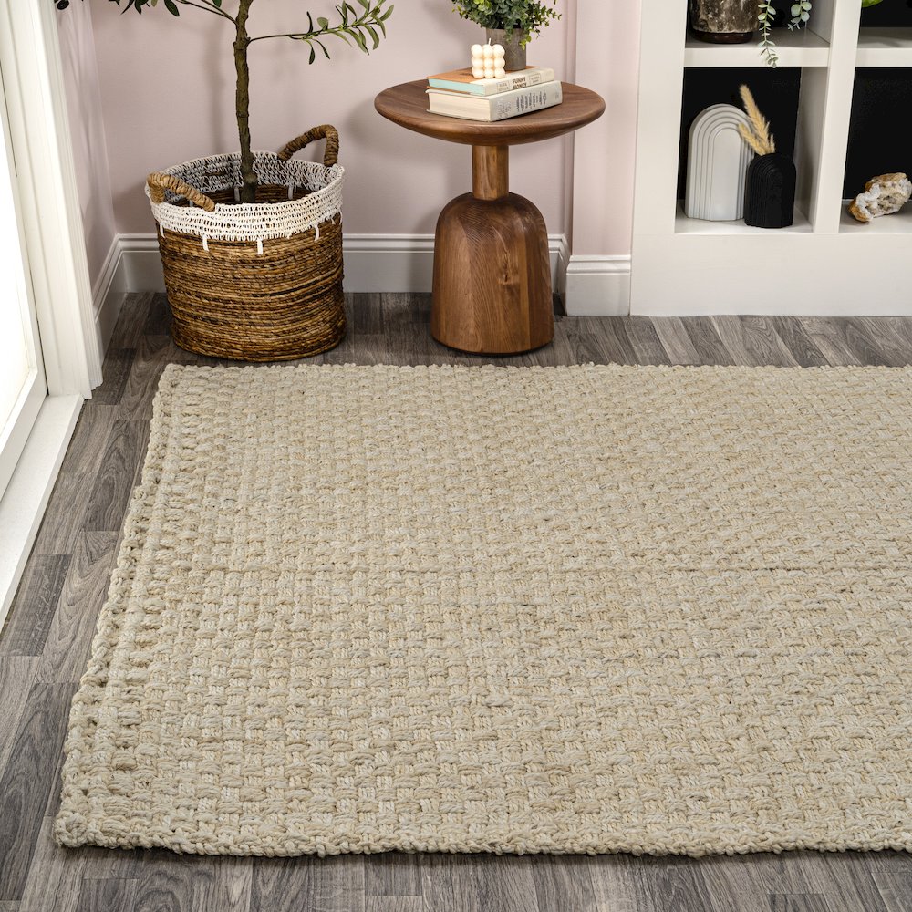 Estera Hand Woven Boucle Chunky Jute Area Rug. Picture 1