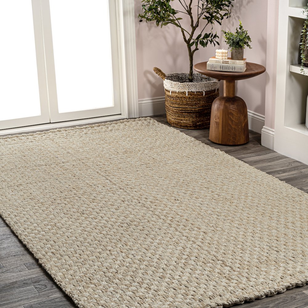 Estera Hand Woven Boucle Chunky Jute Area Rug. Picture 3