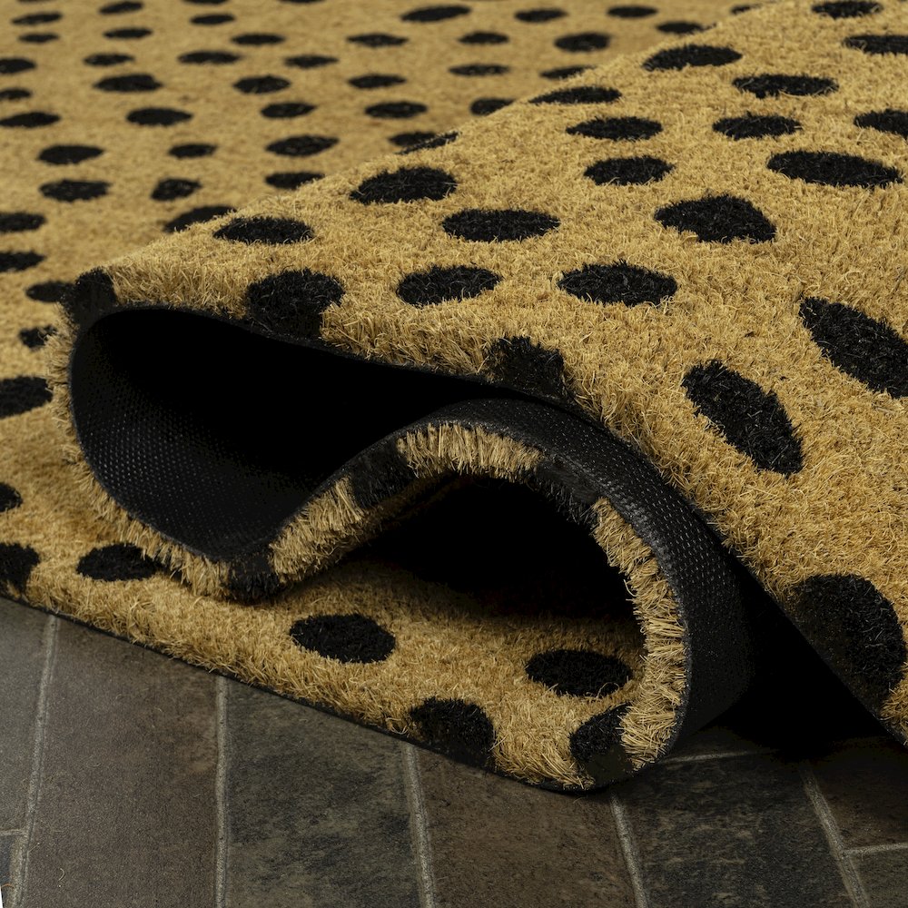 Animal-Spot Bordered Coir Natural/Black 4 ft. x 6 ft. Indoor/Outdoor Area Rug. Picture 4