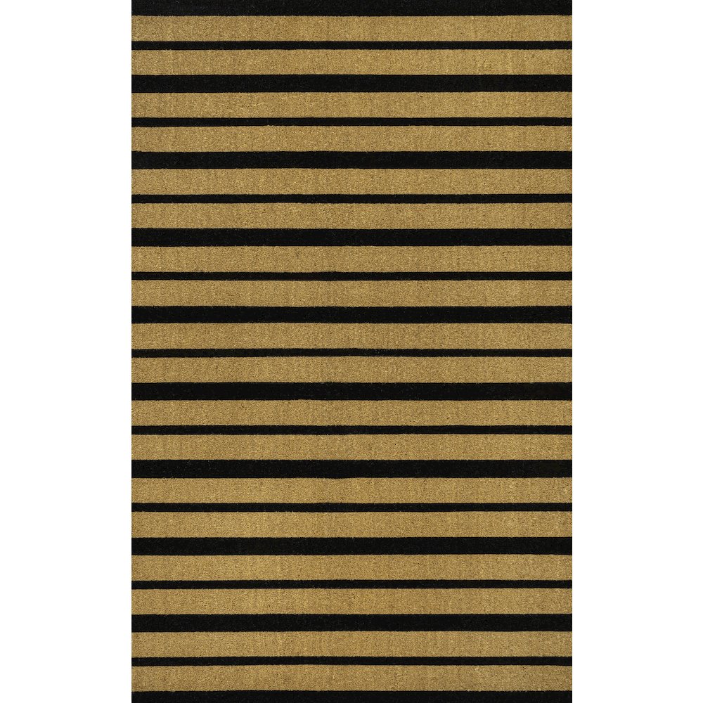 Ticking Stripe Coir Natural/Black 4 ft. x 6 ft. Indoor/Outdoor Area Rug. Picture 1