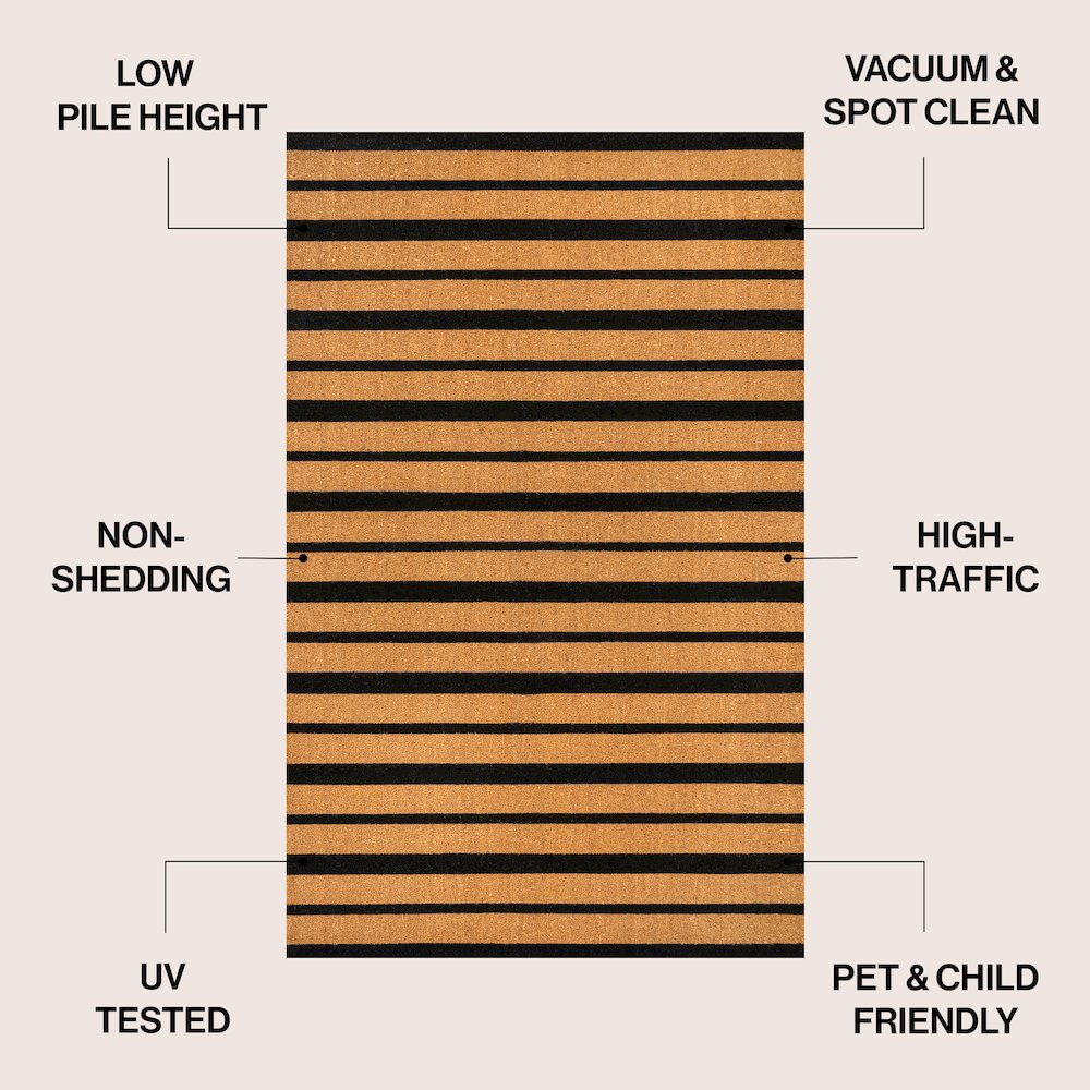 Ticking Stripe Coir Natural/Black 4 ft. x 6 ft. Indoor/Outdoor Area Rug. Picture 2