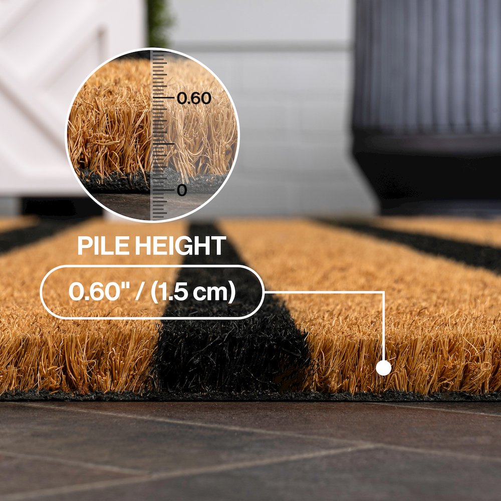 Ticking Stripe Coir Natural/Black 4 ft. x 6 ft. Indoor/Outdoor Area Rug. Picture 3